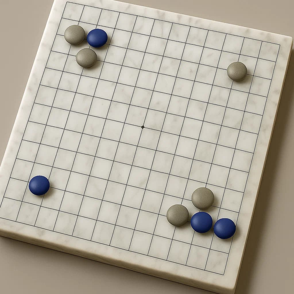 Minimal Go board with elegant stone arrangement